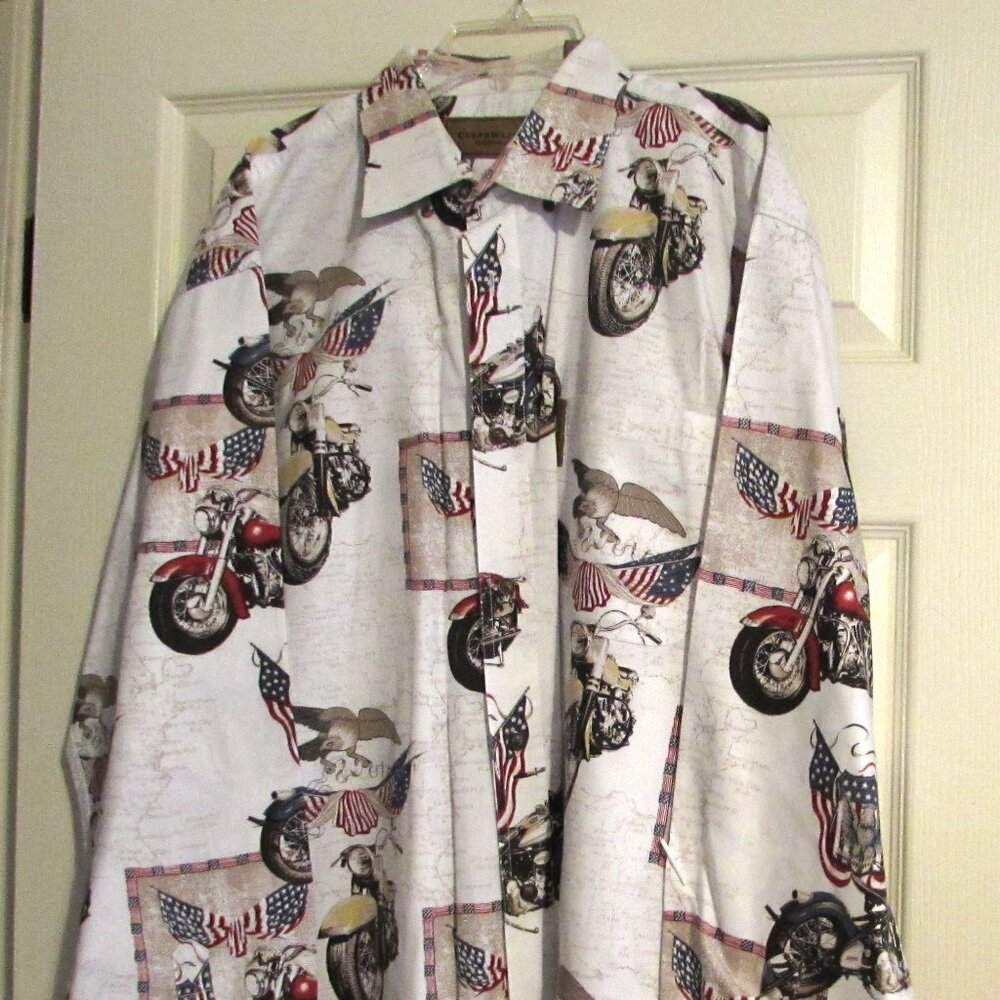 Men's CLEARWATER OUTFITTERS Long Sleeve Patriotic Motorcycle Shirt Size L